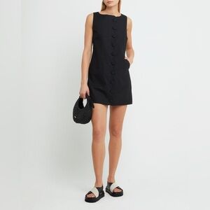 kourt Jasen Linen Blend Mini Dress - Size M - Black - NWT‎